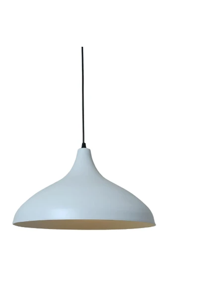 Dylight Retro Metal Dekoratif Rustik Kafe Mutfak Aydınlatma Beyaz içi Beyaz Sarkıt Avize Çap:35 cm ürün görseli 1