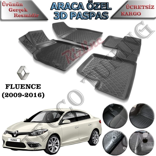 Rizline Renault Fluence 2009-2016 3D Havuzlu Paspas ürün görseli 1