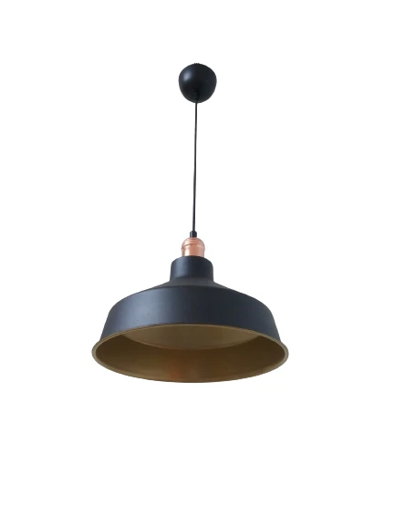 Retro Metal Bakır Duylu Siyah İçi Gold Kafe Mutfak Aydınlatma Avize çap:30 cm ürün görseli 1
