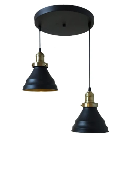 Retro Metal Siyah 2 Li Dekoratif Rustik Sarkıt Avize Çap:30 cm ürün görseli 1