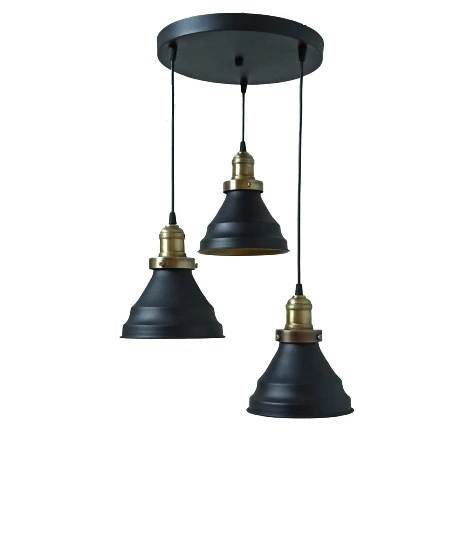 Retro Metal Siyah 3 Lü Dekoratif Rustik Sarkıt Avize Çap:30 cm ürün görseli 1