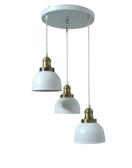 Dylight Retro Metal Beyaz 3 Lü Eskitme Duylu Dekoratif Rustik Sarkıt Avize Çap:30 Cm ürün görseli 1