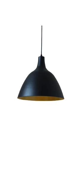 Retro Metal Dekoratif Siyah İçi Gold Tekli Sarkıt Avize çap:28 cm ürün görseli 1