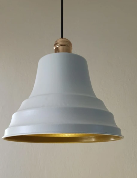 Dylight Retro Metal Beyaz Gold Duylu Dekoratif Rustik Tekli Sarkıt Avize Çap:27 cm ürün görseli 1