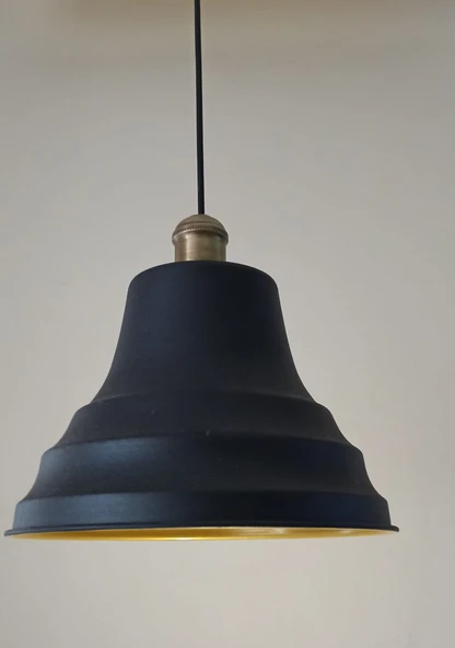Dylight Retro Metal Siyah Eskitme  Duylu Dekoratif Rustik Tekli Sarkıt Avize Çap:27 cm ürün görseli 1