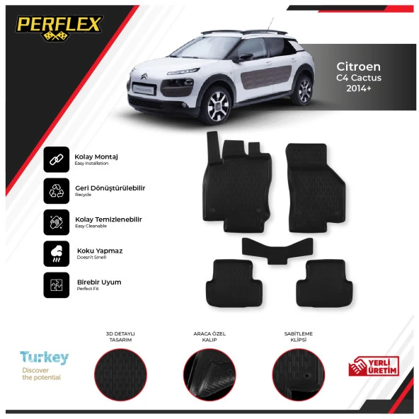 Cıtroen C4 Cactus 2014+ 3D Havuzlu Paspas ürün görseli 1