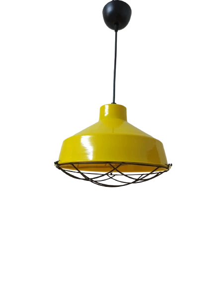 Dylight Retro Metal Sarı Kafesli Dekoratif Tekli Kafe Mutfak Aydınlatma Avize Çap:30 cm ürün görseli 1