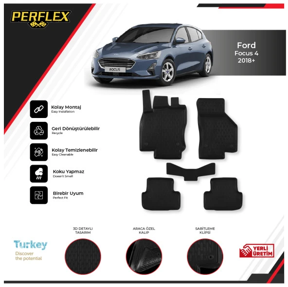 Ford Focus 4 Sedan 2018+ 3D Havuzlu Paspas ürün görseli 1