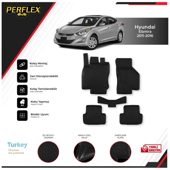 Hyundaı Elantra 2011-2016 3D Havuzlu Paspas ürün görseli 1