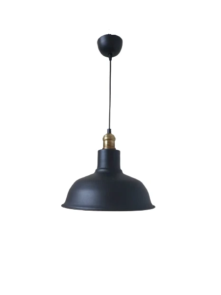 Retro Metal Siyah Dekoratif Eskitme Duylu Kafe Siyah İçi Siyah Mutfak Avize Çap:30 cm ürün görseli 1