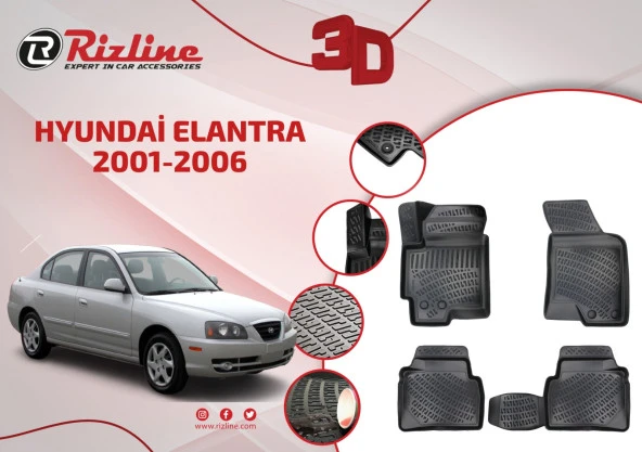 Rizline Hyundai Elantra 01-06 3D Oto Paspas ürün görseli 1