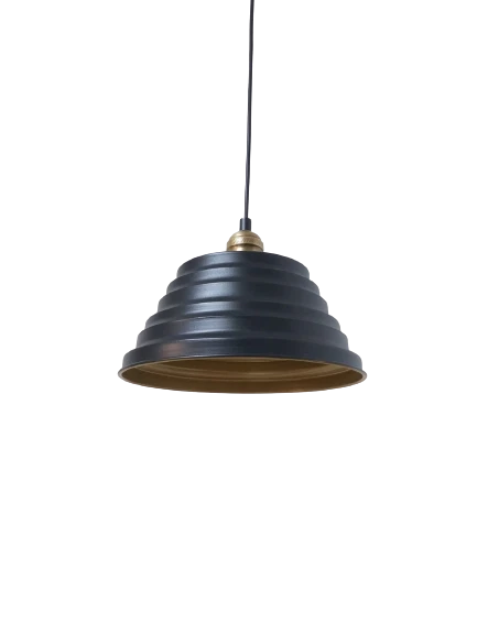 Dylight Retro Siyah Metal Siyah İçi Gold Dekoratif Rustik Sarkıt Avize ürün görseli 1