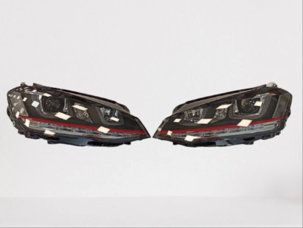 Golf 7 MK7 2012-2018 Uyumlu U Led Far GTI Kırmızı ürün görseli 1