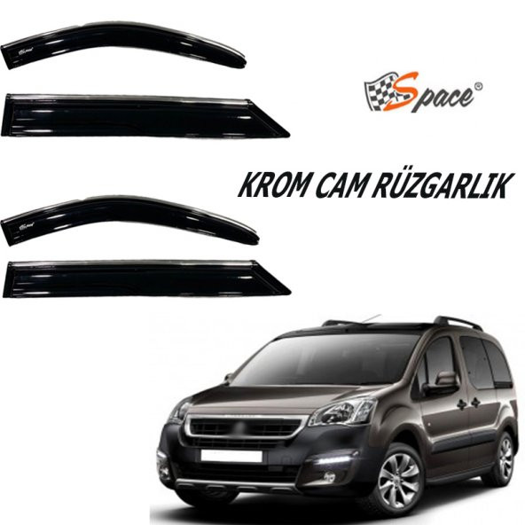 Krom cam rüzgarlığı 1.2mm Peugeot Partner Tepe  2010-2015 2'li / CARU462 ürün görseli 1