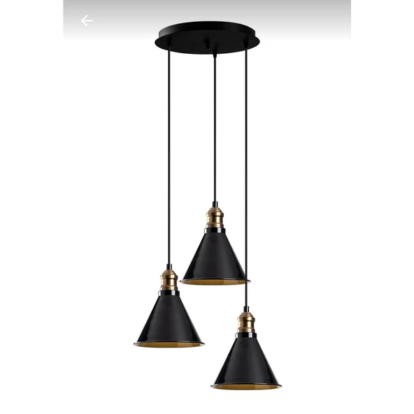 Dylight Retro Metal Siyah 3 Lü Dekoratif Sarkıt Avize (537180804) ürün görseli 1