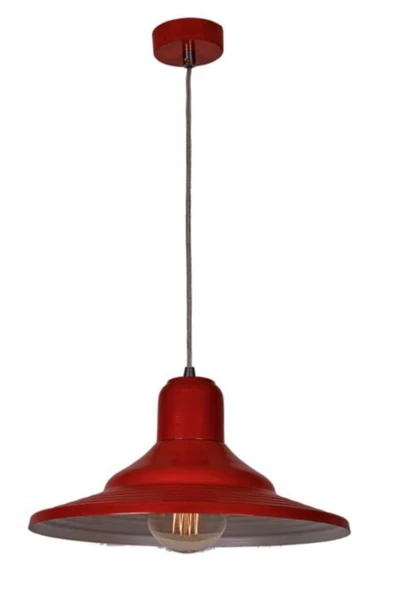 Dylight Retro Kırmızı Tekli Dekoratif Kafe Murfak Aydınlatma Sarkıt Avize Çap:35 cm ürün görseli 1