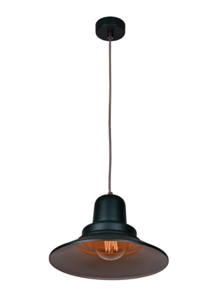 Dylight Retro Siyah İçi Beyaz Tekli Dekoratif Kafe Murfak Aydınlatma Sarkıt Avize Çap:30 cm ürün görseli 1