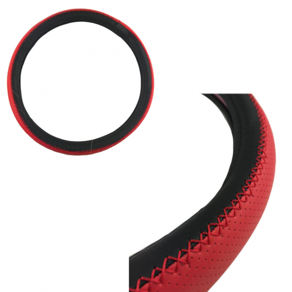 Space Direksiyon Kılıfı 38 cm Siyah/Kırmızı / DIKI342-SK ürün görseli 1