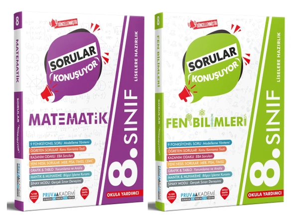 Pruva Akademi 8. Sınıf Matematik + Fen Bilimleri Sorular Konuşuyor Seti 2 Kitap ürün görseli 1