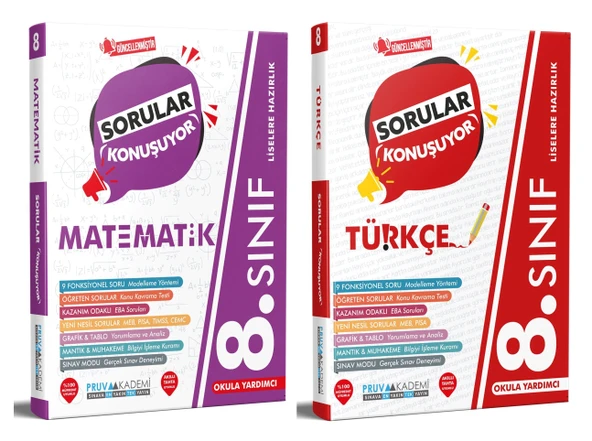 Pruva Akademi 8. Sınıf Türkçe + Matematik Sorular Konuşuyor Seti 2 Kitap ürün görseli 1