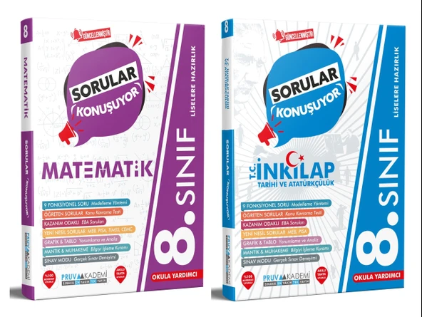 Pruva Akademi 8. Sınıf Matematik + İnkılap Sorular Konuşuyor Seti 2 Kitap ürün görseli 1