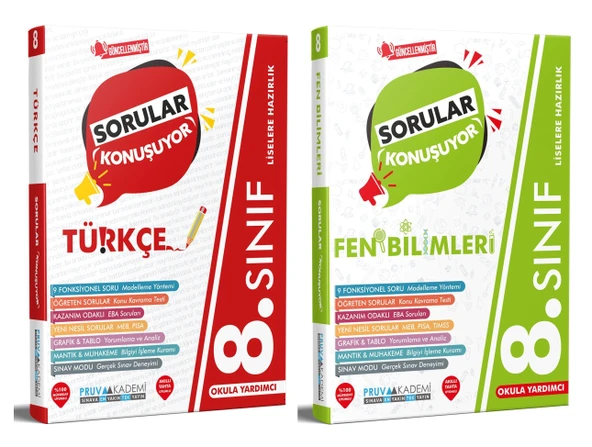 Pruva Akademi 8. Sınıf Türkçe + Fen Bilimleri Sorular Konuşuyor Seti 2 Kitap ürün görseli 1