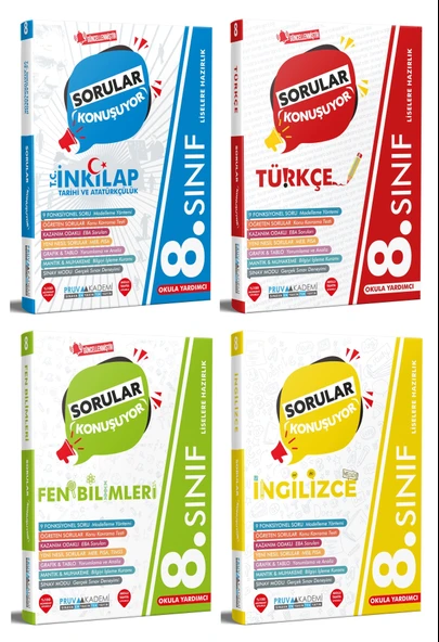 Pruva Akademi 8. Sınıf İnkılap + Türkçe + Fen + İngilizce Soru Seti 4 Kitap ürün görseli 1