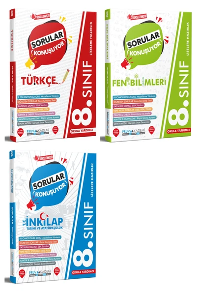 Pruva Akademi 8. Sınıf Türkçe + Fen + İnkılap Sorular Konuşuyor Seti 3 Kitap ürün görseli 1