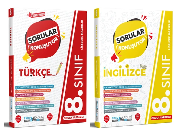 Pruva Akademi 8. Sınıf Türkçe + İngilizce Sorular Konuşuyor Seti 2 Kitap ürün görseli 1