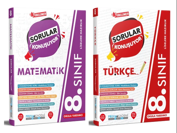 Pruva Akademi 8. Sınıf Matematik + Türkçe Sorular Konuşuyor Seti 2 Kitap ürün görseli 1