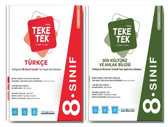 Pruva Akademi 8. Sınıf Türkçe + Din Kültürü Teke Tek Soru Seti 2 Kitap ürün görseli 1