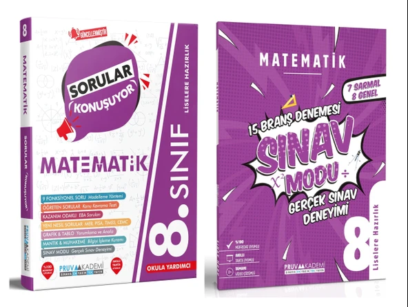 Pruva Akademi 8. Sınıf Matematik Sorular Konuşuyor + Deneme Seti 2 Kitap ürün görseli 1