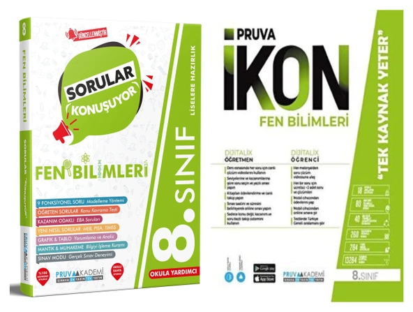 Pruva Akademi 8. Sınıf Fen Bilimleri Soru + Defter Seti 2 Kitap ürün görseli 1