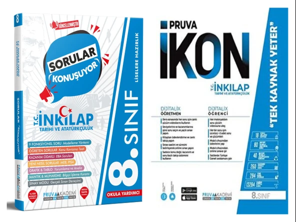 Pruva Akademi 8. Sınıf İnkılap Tarihi Soru + Defter Seti 2 Kitap ürün görseli 1