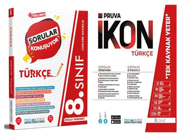 Pruva Akademi 8. Sınıf Türkçe Soru + Defter Seti 2 Kitap ürün görseli 1