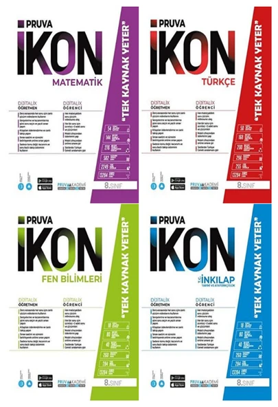Pruva Akademi 8. Sınıf Matematik Türkçe Fen İnkılap Tarihi Defter Seti 4 Kitap ürün görseli 1