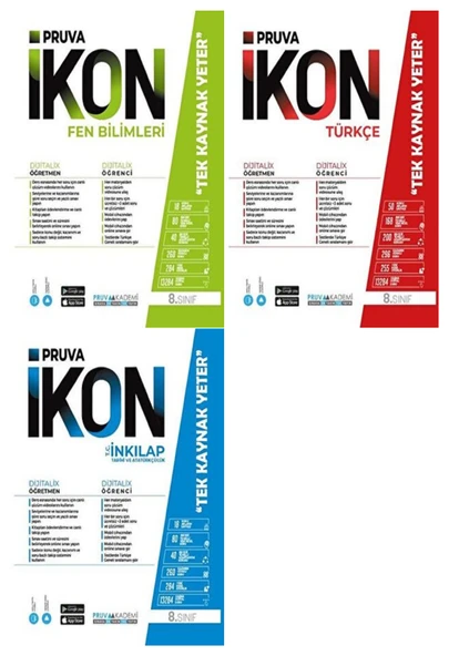 Pruva Akademi 8. Sınıf Fen Bilimleri + Türkçe + İnkılap Tarihi Defter Seti 3 Kitap ürün görseli 1