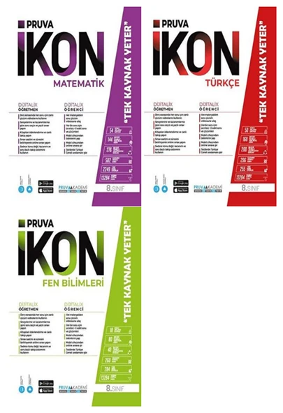 Pruva Akademi 8. Sınıf Matematik + Türkçe + Fen Defter Seti 3 Kitap ürün görseli 1