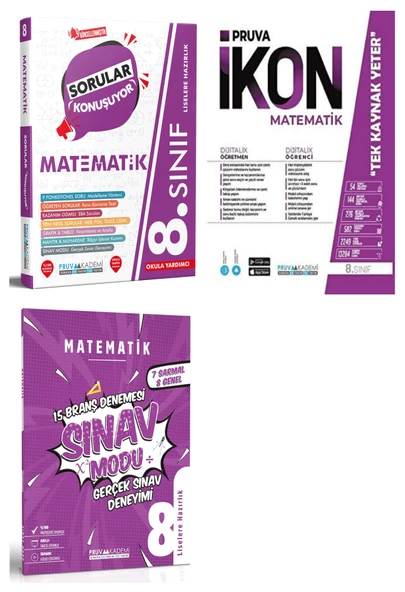Pruva Akademi 8. Sınıf Matematik Soru + Defter + Deneme Seti 3 Kitap ürün görseli 1