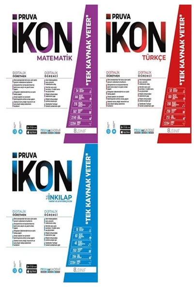 Pruva Akademi 8. Sınıf Matematik + Türkçe + İnkılap Tarihi Defter Seti 3 Kitap ürün görseli 1