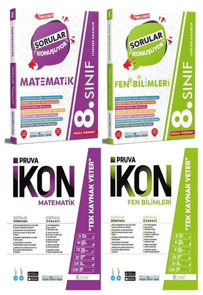 Pruva Akademi 8. Sınıf Matematik + Fen Bilimleri Soru + Defter Seti 4 Kitap ürün görseli 1