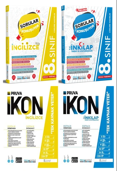 Pruva Akademi 8. Sınıf İngilizce + İnkılap Tarihi Soru + Defter Seti 4 Kitap ürün görseli 1
