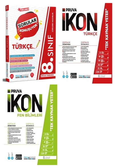 Pruva Akademi 8. Sınıf Türkçe + Fen Bilimleri Soru + Defter Seti 4 Kitap ürün görseli 1