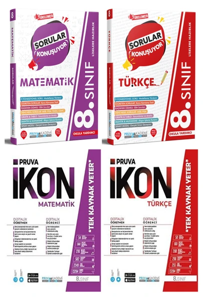 Pruva Akademi 8. Sınıf Matematik + Türkçe Soru + Defter Seti 4 Kitap ürün görseli 1