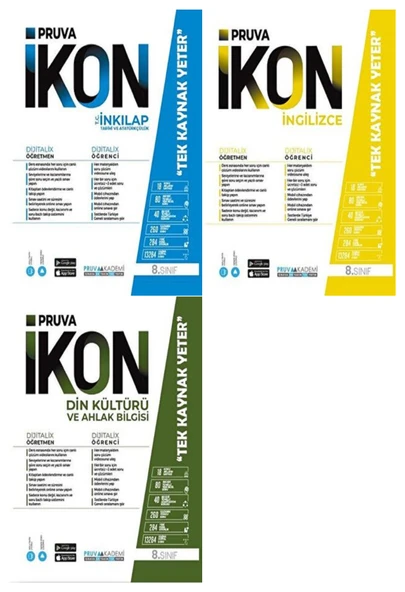Pruva Akademi 8. Sınıf İnkılap Tarihi + İngilizce + Din Defter Seti 3 Kitap ürün görseli 1