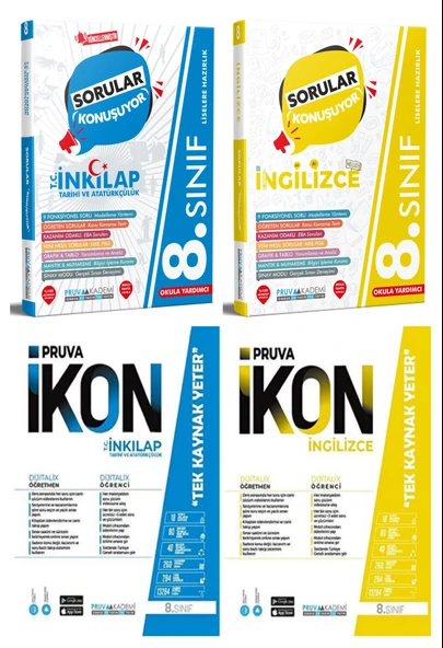 Pruva Akademi 8. Sınıf İnkılap Tarihi + İngilizce Defter + Soru Seti 4 Kitap ürün görseli 1