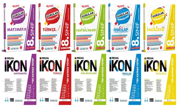 Pruva Akademi 8. Sınıf Matematik Türkçe Fen İnkılap Tarihi İngilizce Soru + Defter Seti 10 Kitap ürün görseli 1