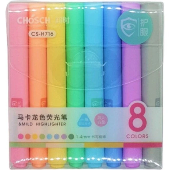 Chosch CS-H716 Fosforlu Kalem 8 Renk ürün görseli 1