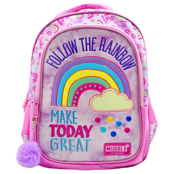 Muggle Okul Çantası Soft Rainbow Pembe Kız Çocuk İlkokul Sırt Çantası ürün görseli 1