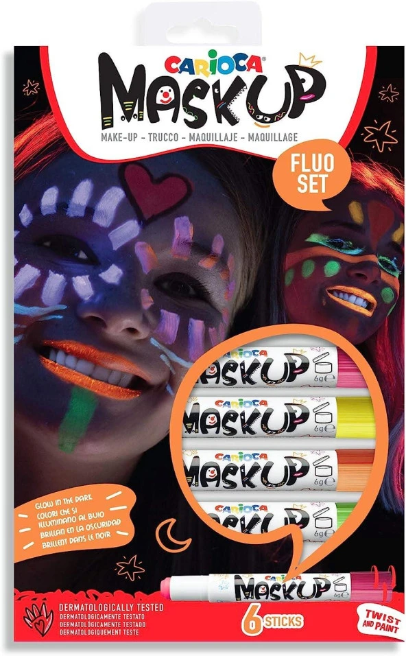 Carioca Mask Up Yüz Boyası Neon Fosforlu 6 Renk Yüz Boyası 6 Gram ürün görseli 1